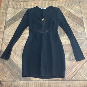 Lush Black Cutout Long Sleeve Dress